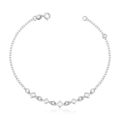 Pulseira Feminina de Prata 925 Losango com Zircônias