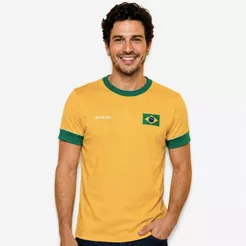 Camiseta Braziline Brasil Saga Masculina - Amarelo e Verde