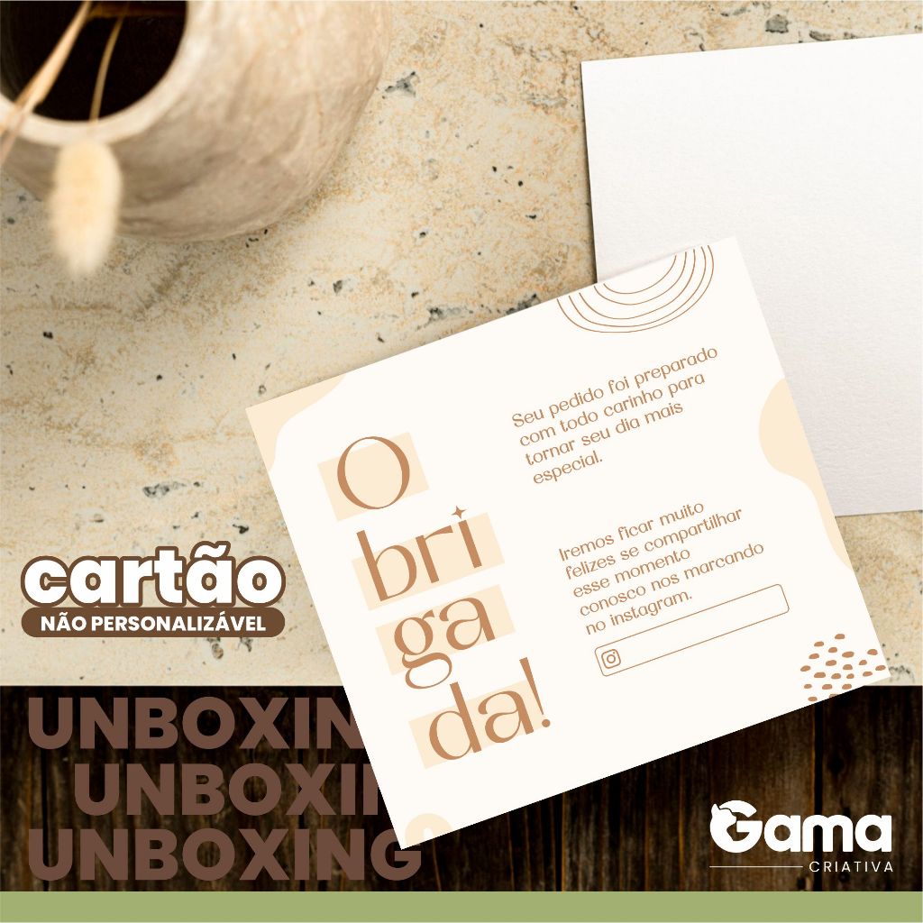 Cartão Agradecimento - Boho - 9X10cm - Somente frente - Papel 300g