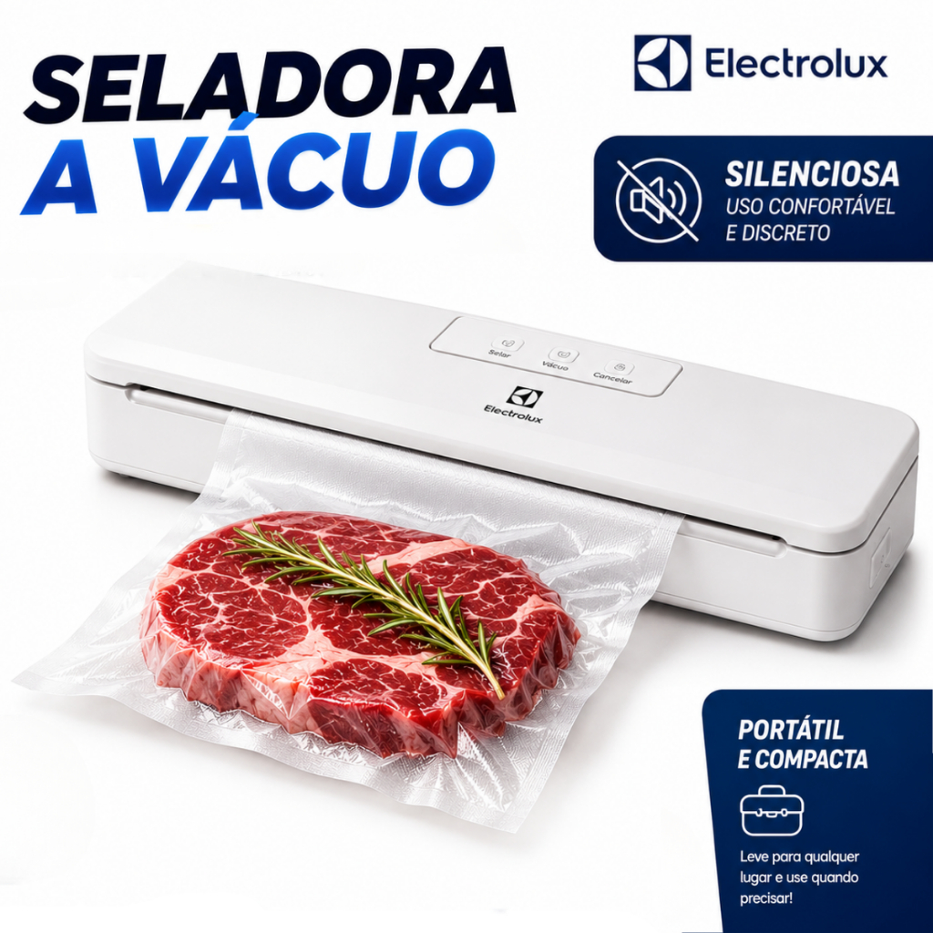 Seladora A Vácuo Electrolux Portátil Branca Silenciosa 3 Funções Casa Cozinha Eletrodomestico
