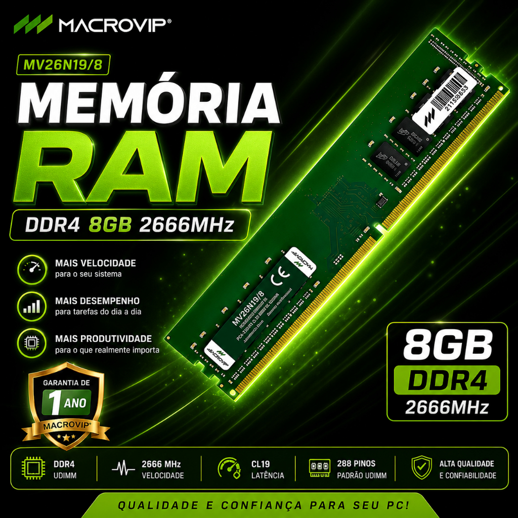 Memória RAM Macrovip 8GB 2666MHz
