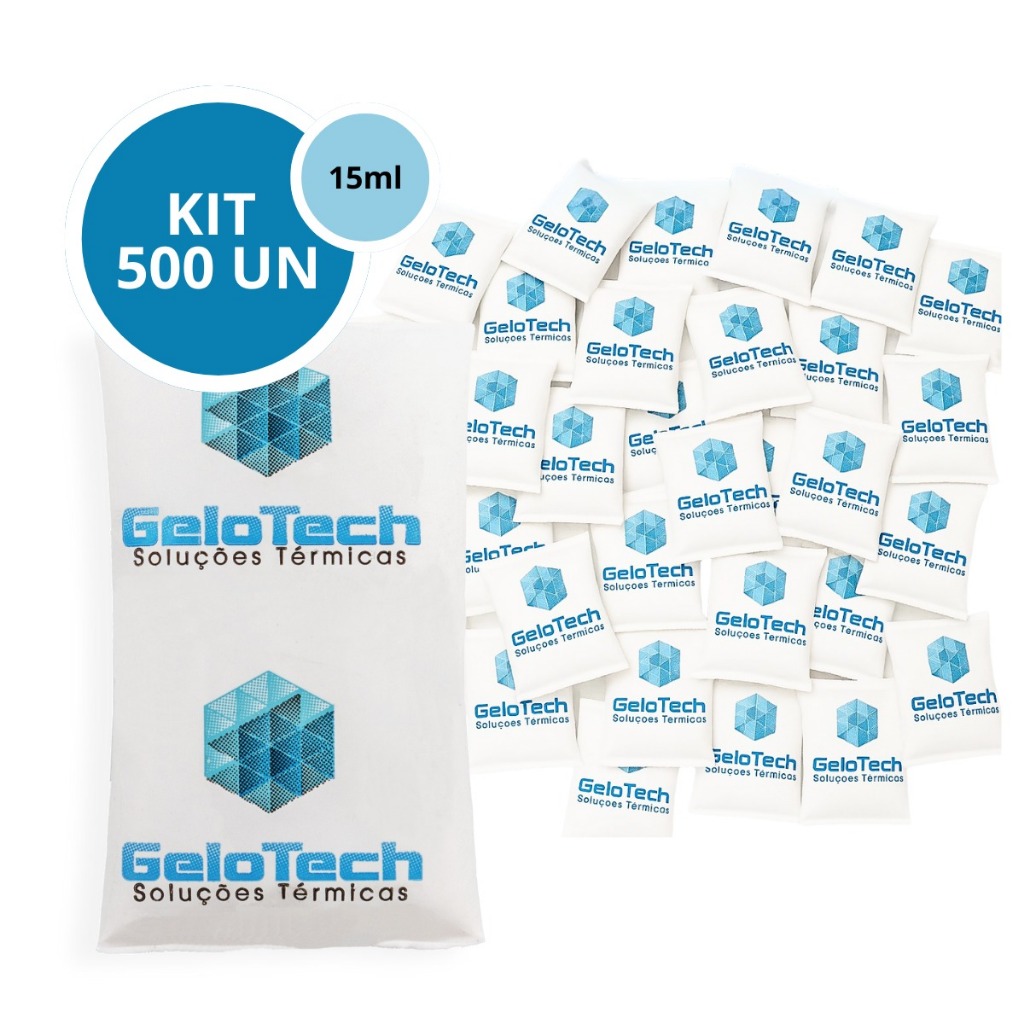 Kit 500 Bolsa Gelo Gel Artificial Reutilizável Flexível 15g Gelox Gelotech Transporte Medicamento