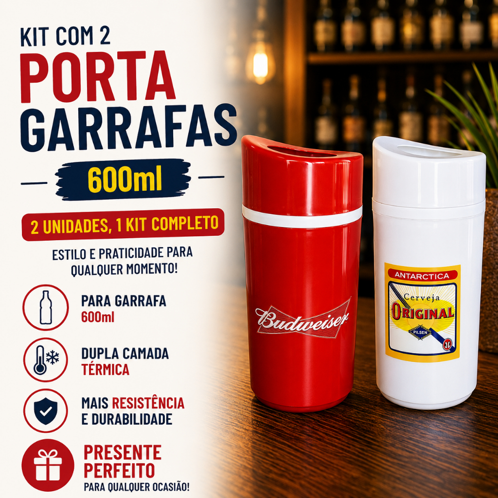 Kit 2 Suporte Cerveja 600ml Camisinha Térmicos  Festa Bebida Gelada