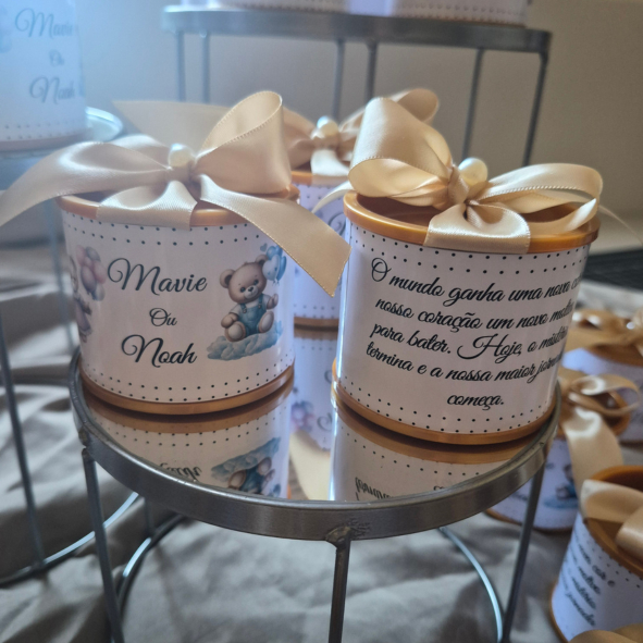 Kit mini Tubolatas Personalizadas Chá Revelação Lembrancinha Menino Ou Menina Ursinho Luxo Maternidade Chá de Bebê