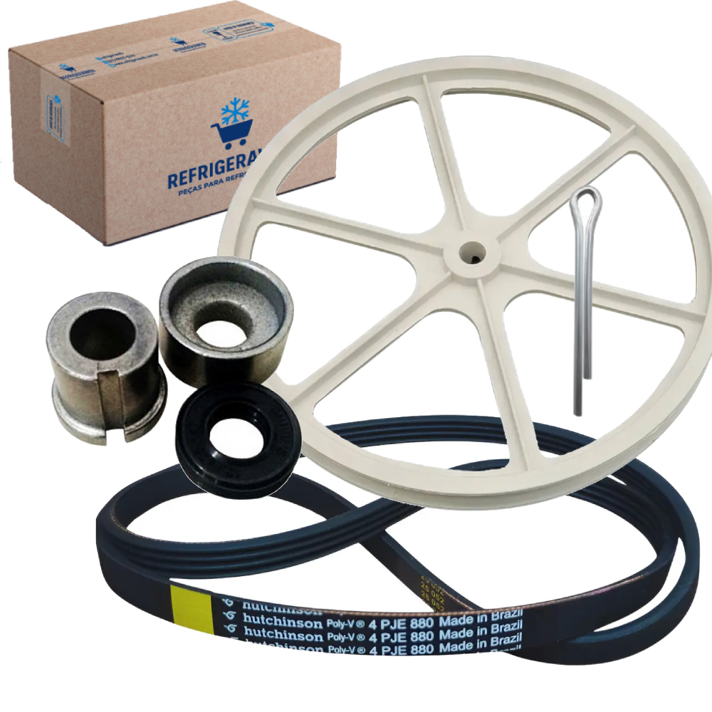 Kit Correia Lcm 4pje880 Original + Polia Agitador Colormaq Lcm 9/10/13/15kg + Cupillha Grátis + Kit Reparo Retentor