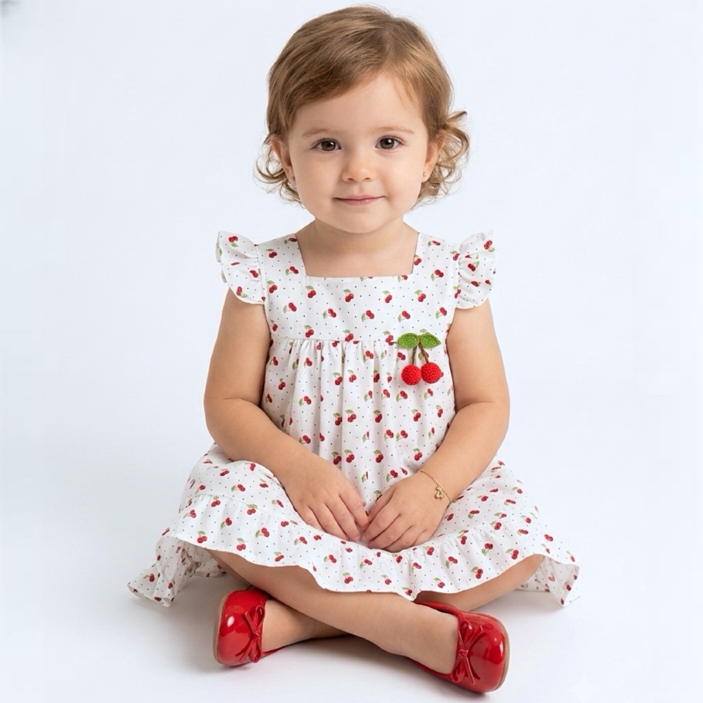Vestido Bebê Menina Luxo Festa Dia a Dia toque Macio 100% Algodão 2 Meses a 4 Anos Mundo Nina