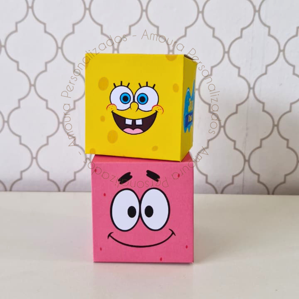 Caixa Cubo Lembrancinha Personalizada BOB ESPONJA|CAIXINHA|FESTA|ANIVERSARIO|CALÇA QUADRADA |PATRICK