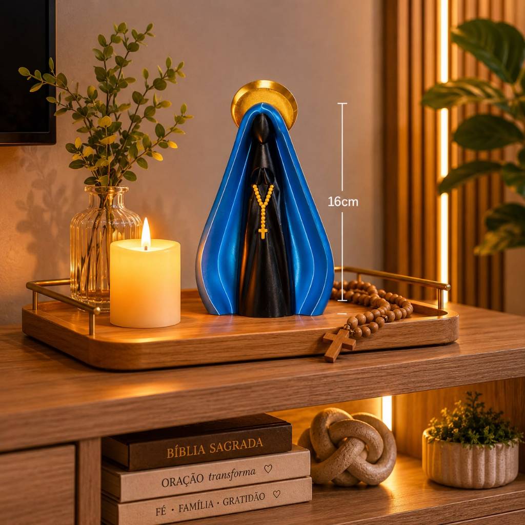 Nossa Senhora Aparecida Decorativa 16cm Imagem Católica Moderna Santinha Religiosa Decoração Oração Fé Presente