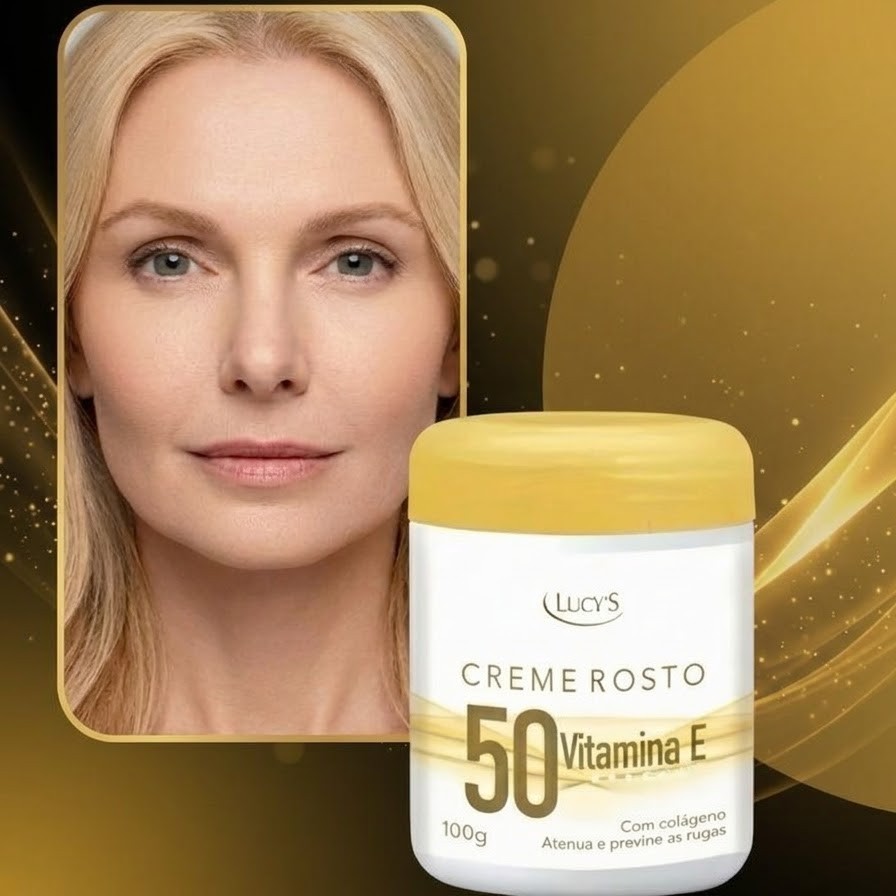 Creme Facial 50+ Para Rugas com Colágeno e Vitamina E Antissinais e Antirrugas - 100g Lucy's