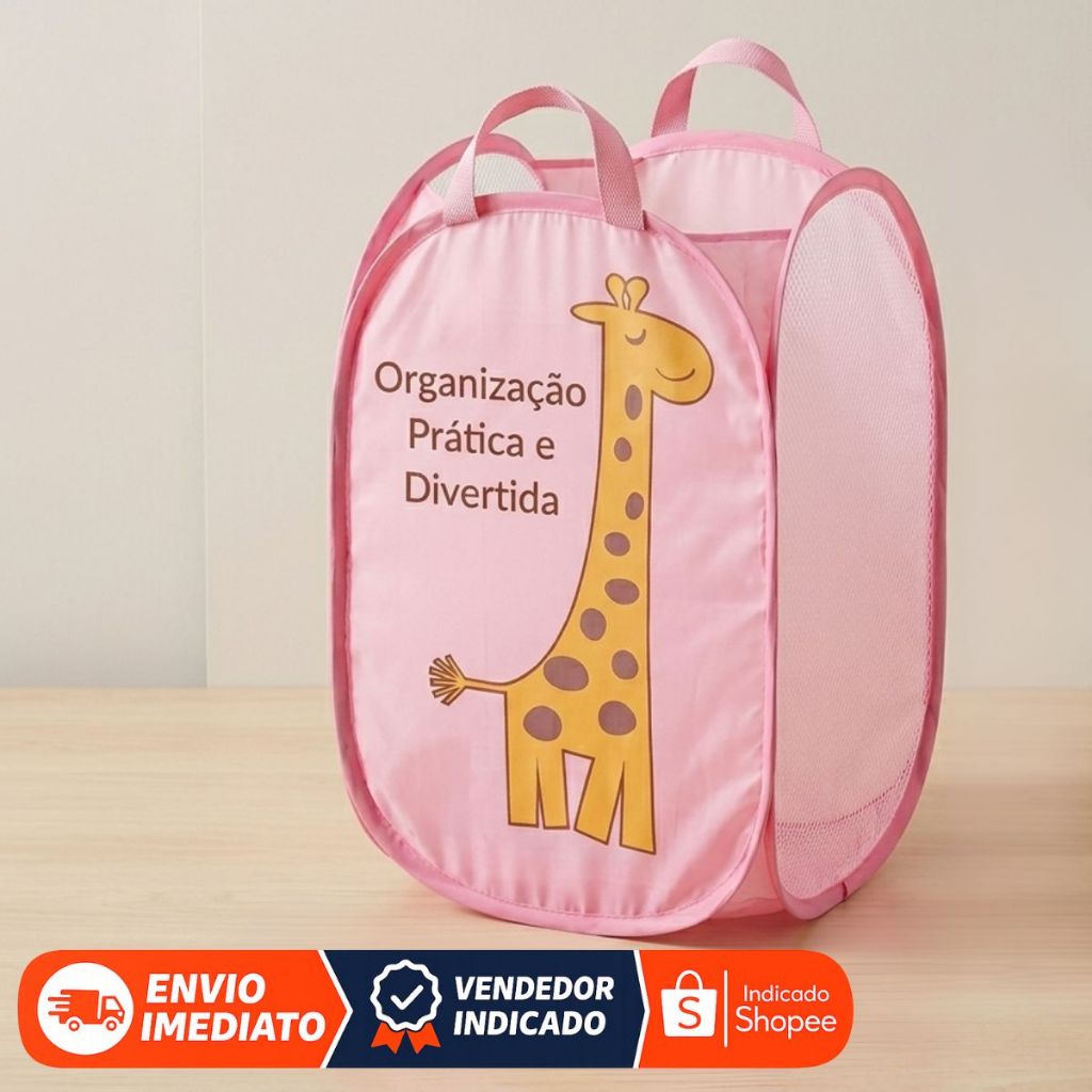 Cesto de Roupas Sujas Organizador Dobrável Impermeável Multiuso Lavanderia Quarto e Brinquedos