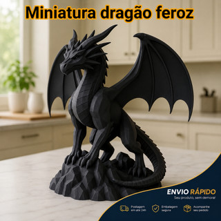 🐉🔥 ESTATUETA MINIATURA DRAGÃO FEROZ • DECORATIVA • 13CM • TAIRN • QUARTA ASA • HARRY POTTER • GAME OF THRONES