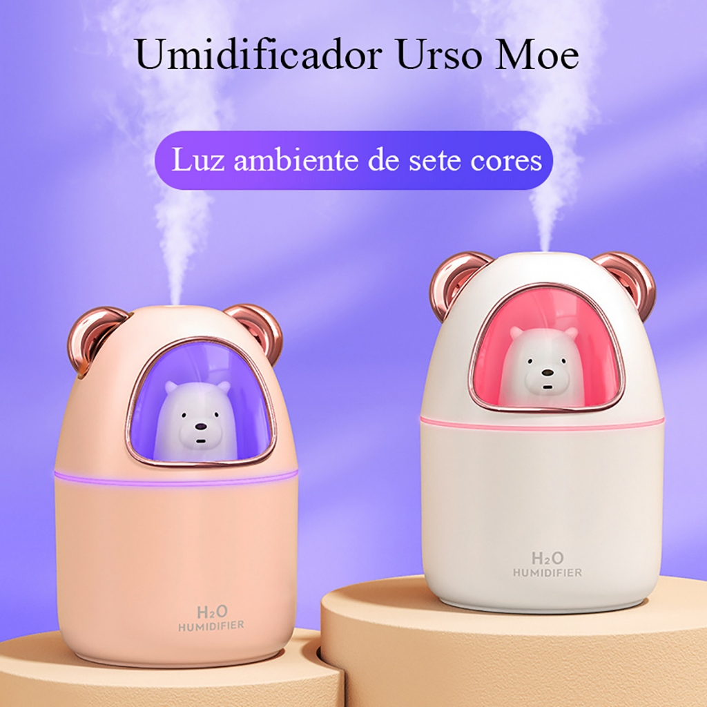 Umidificador Difusor Aromatizador De Ambiente Para Ursos Ultrassônico De Ambiente Led Usb Silencioso