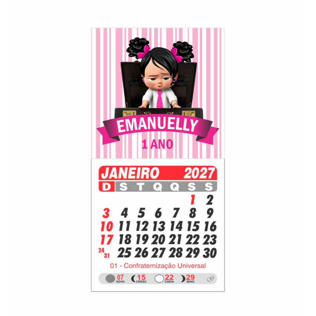 Mini calendario com ima Poderosa Chefinha personalizado - lembrancinha personalizada
