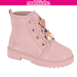 Bota Coturno Infantil Molekinha Menina Glitter Patches Original