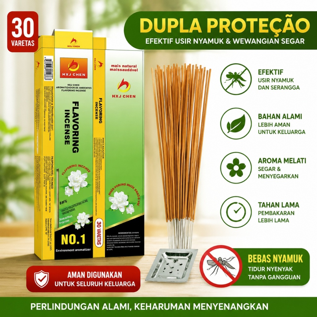 Kit 90 Varetas Repelente Mosquitos Moscas 3 Caixas Incenso Aroma Osmanthus Uso Casa Acampamento Externo