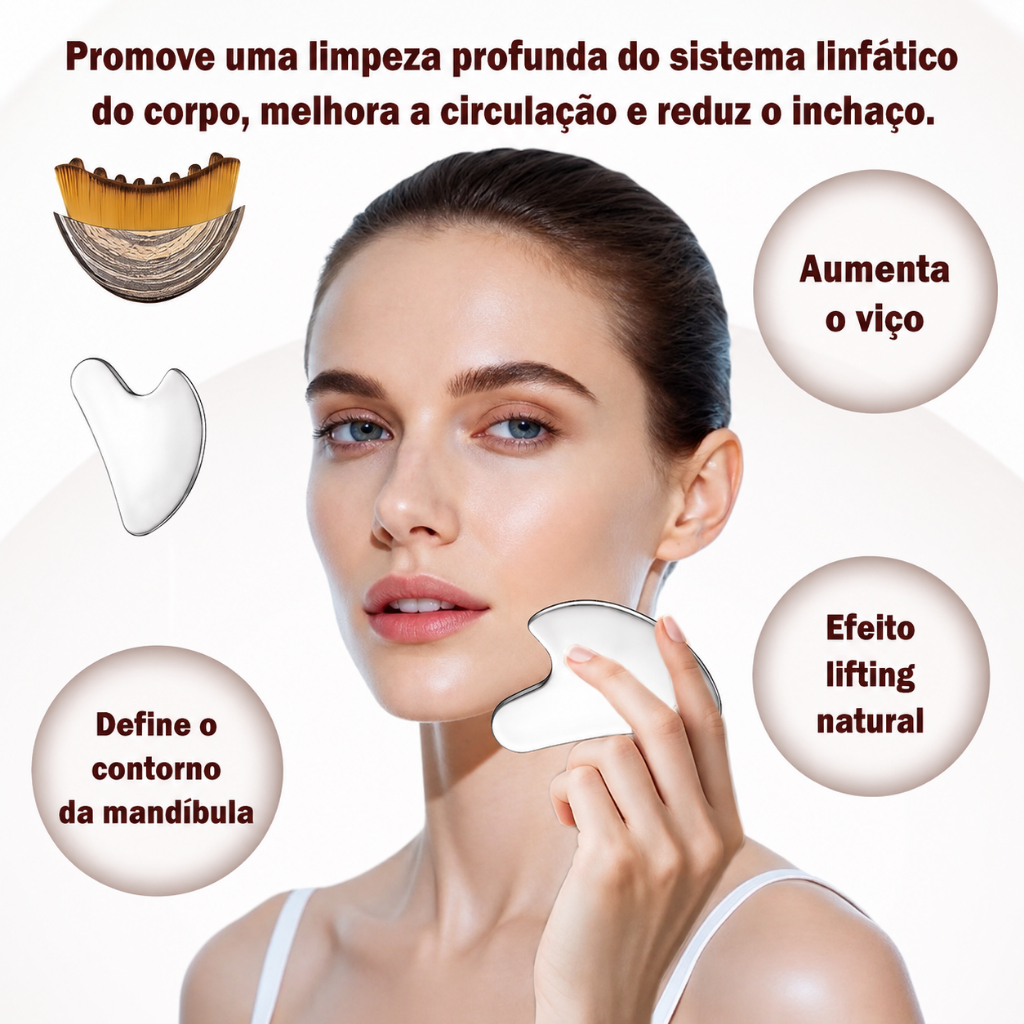 ANA1108 kit massageador facial Escovas de Contorno Linfático para o Rosto Linfáticas com 1 Ferramenta Gua Sha