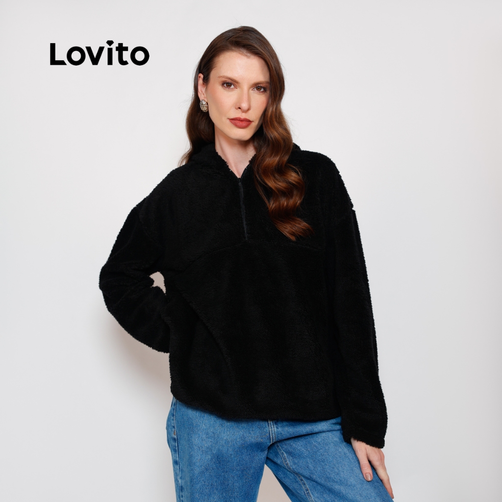 Lovito Jaqueta Pelinhos Inverno Moda Feminina Gorro BRBLB451BRL480