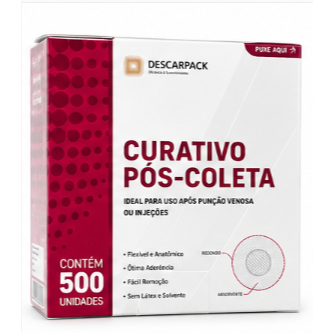 Curativo Pós Coleta Descarpack 500 Unidades Alta Fixação Para Pós Punção Original