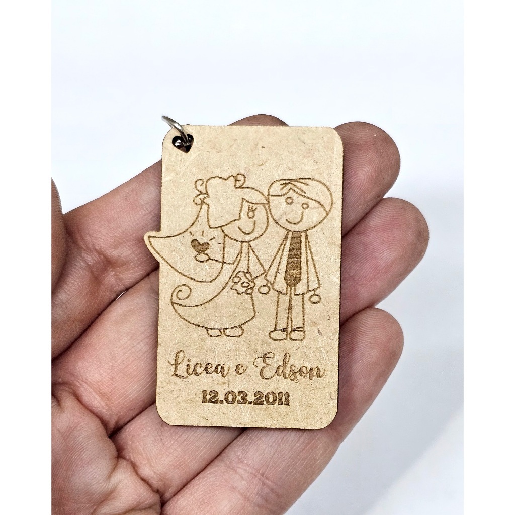 Kit 10 Chaveiro Noivinhos Casamento MDF Personalizado Lembrancinha Noivado Padrinhos Atacado