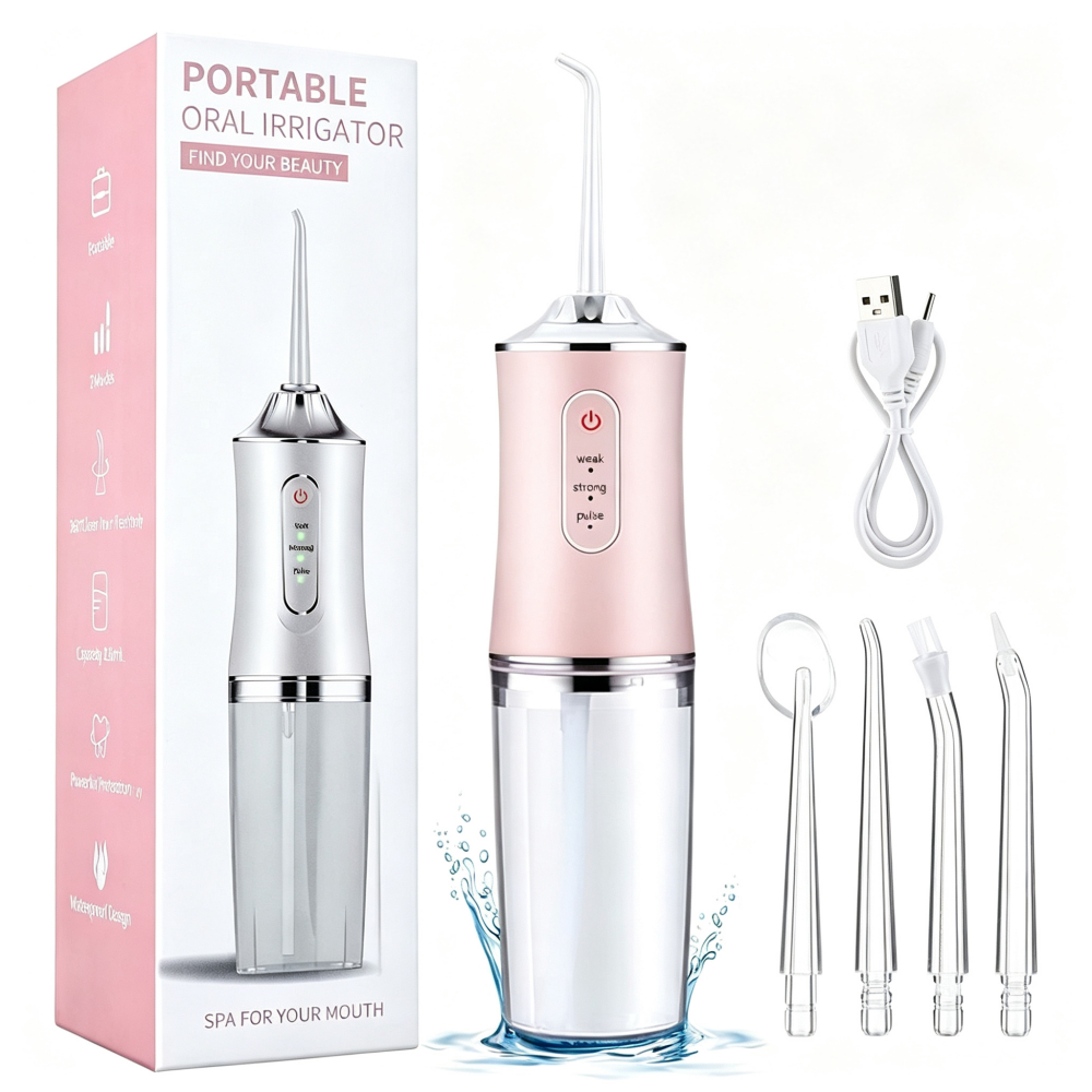 Irrigador Bucal Portátil 230ml, Limpeza para Aparelhos Ortodônticos