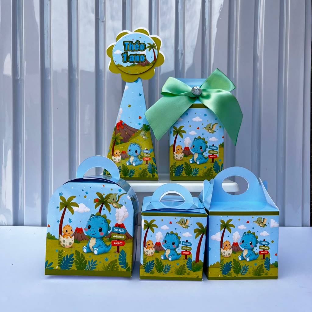 Kit caixas Dinossauro baby Personalizados lembrancinha de Festa Infantil de aniversário