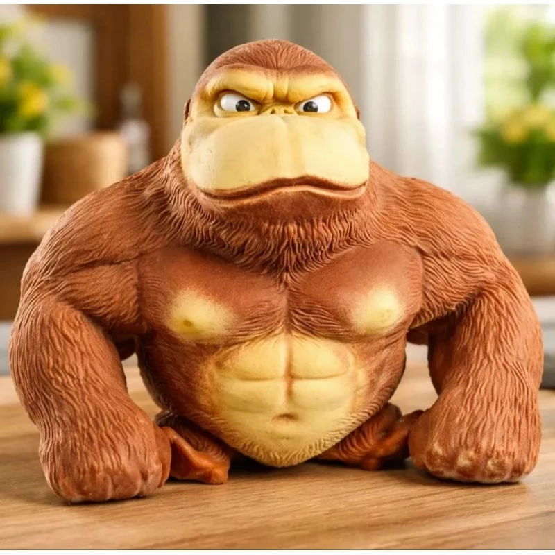 Macaco Gorila Estica e Esmaga Brinquedo Kong Indestrutível Squish Sensorial Antiestresse Pequeno/Médio/Grande
