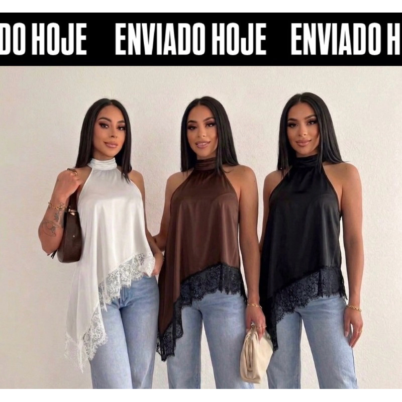 Assimetrica De Renda Ou KIT Blusa De Renda Assimetrica