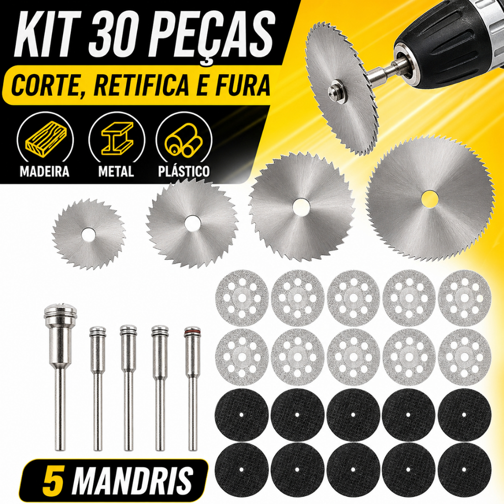 Kit 30 Pçs Disco Serra Circular Madeira Aço - Para Retífica Furadeira Parafusadeira Acessórios Mini Serra Profissionais
