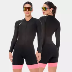 Macaquinho Ciclismo Feminino Macacão Manga Longa Forro Gel Way Fresh Roupa Bike Pedal Mtb