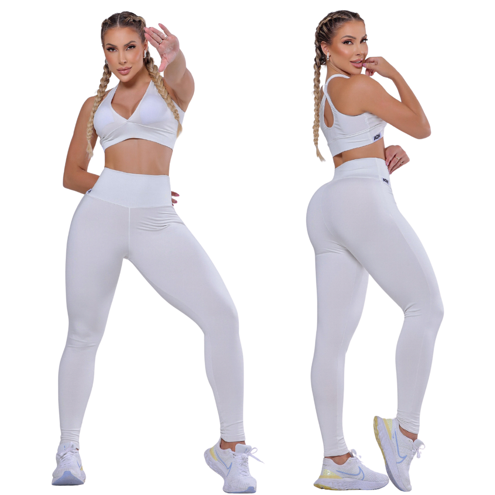 Kit 2 Conjuntos Academia Fitness Treino Cós Alto Forro Duplo Bojo Zero Transparência Basic AQN SPORT · foto 2