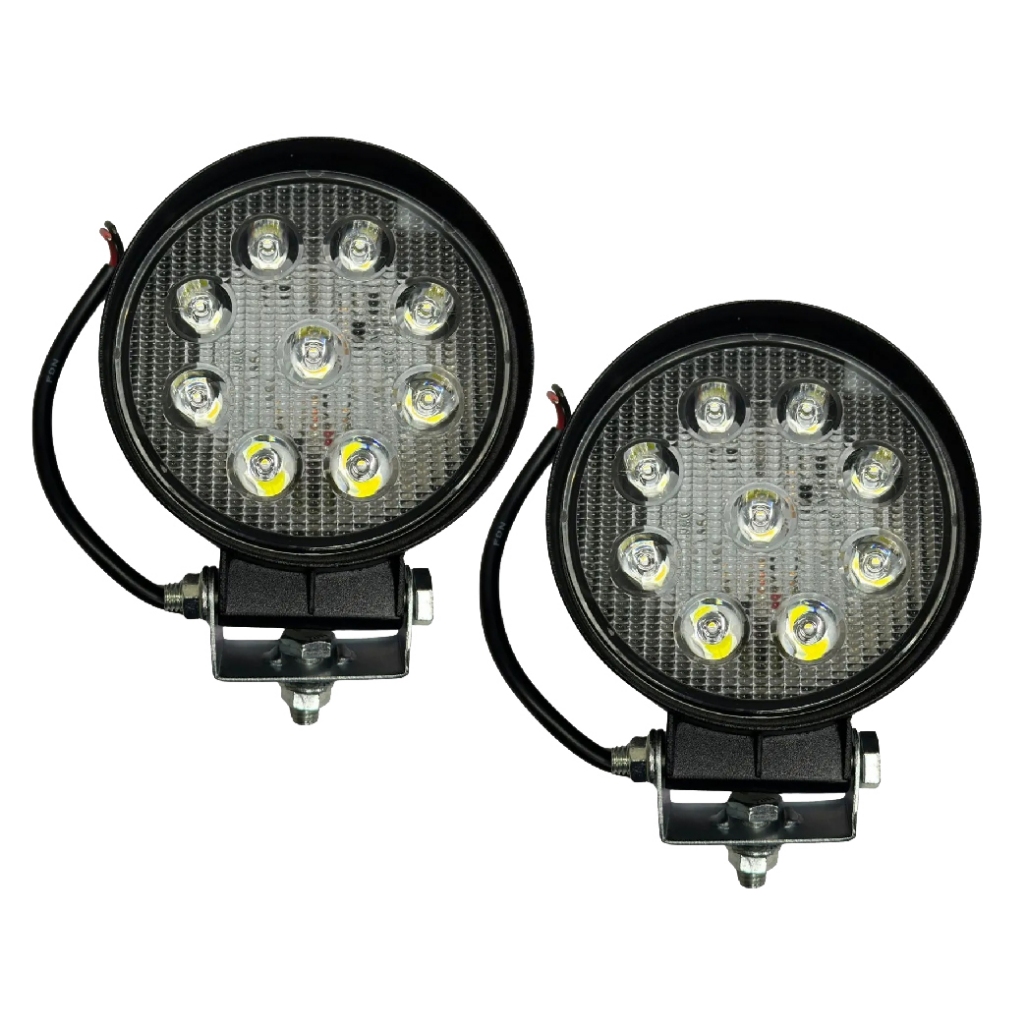 Kit 2 Farol Auxiliar 9 Led Milha 27w Redondo 11cm 12/24v 6000k Bivolt Jeep Caminhão 4x4 Lancha Barco Carro Moto Ônibus