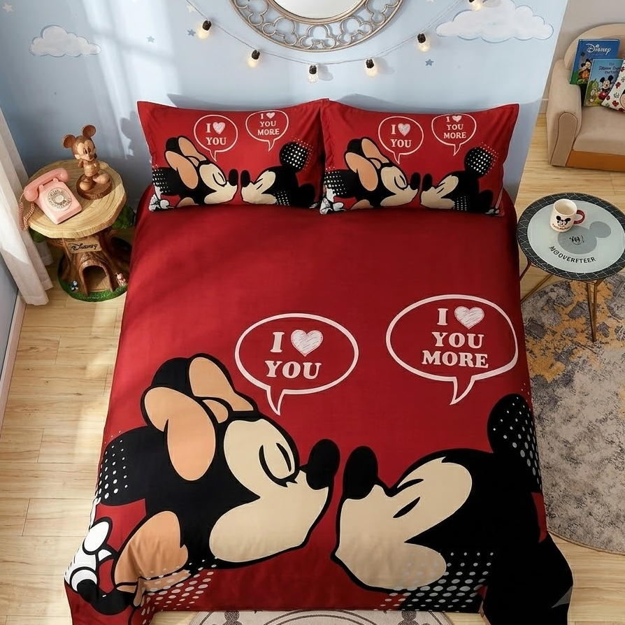 Kit Lençol Casal s/elástico + fronha Mickey e Minnie LCC 54
