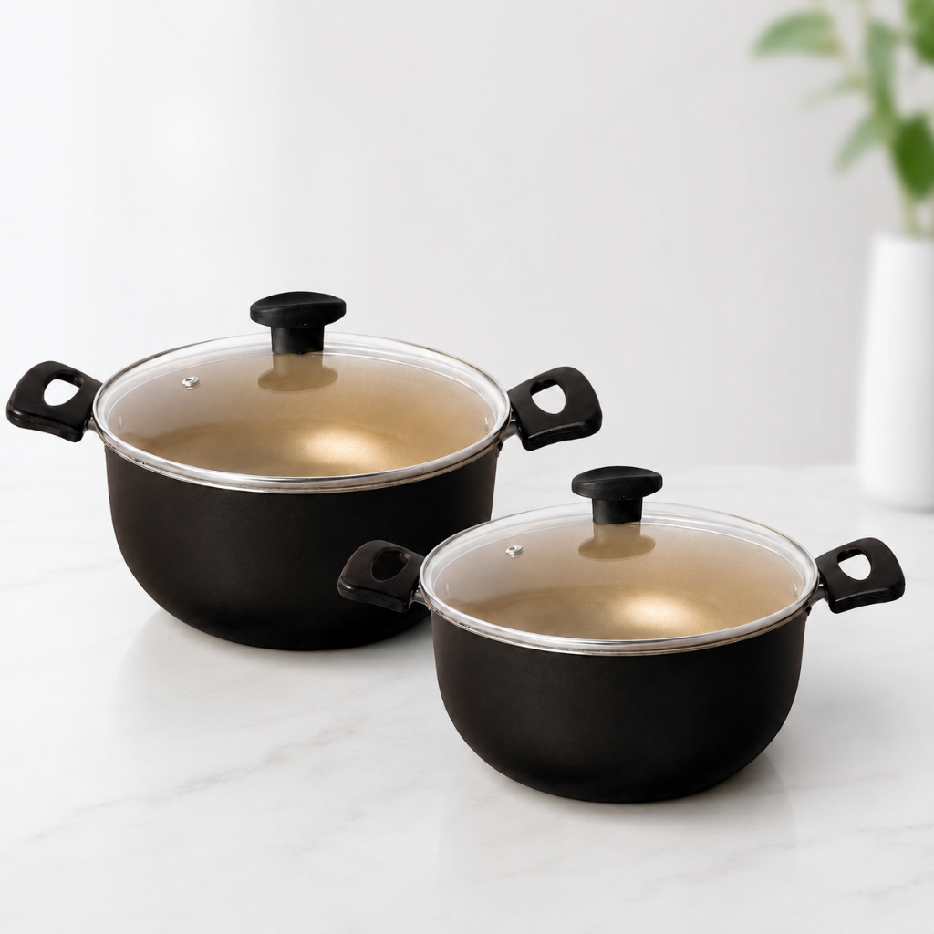 Jogo de Panelas Antiaderente 2 Peças 24cm 22cm Grande Robusta Caçarola Teflon grossa 4,5 Litros