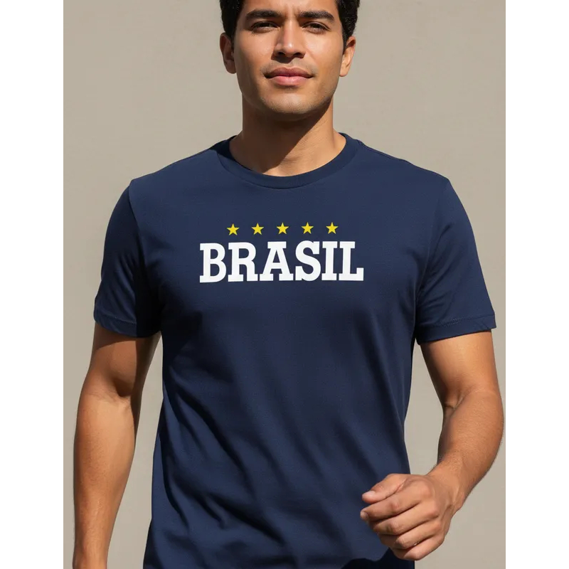 Camisa do Brasil Masculina Jogos Futebol Camiseta Estampada