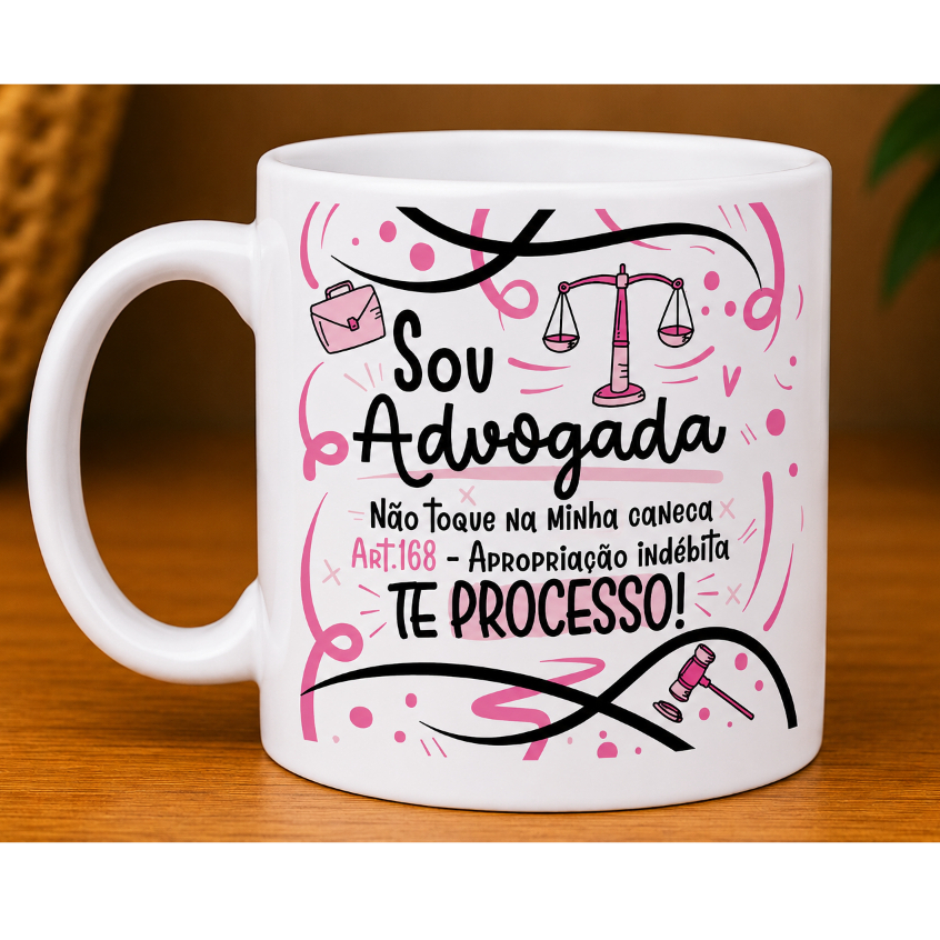 Caneca de Porcelana Advogada 325ml Presente para Advogada Direito Advocacia OAB