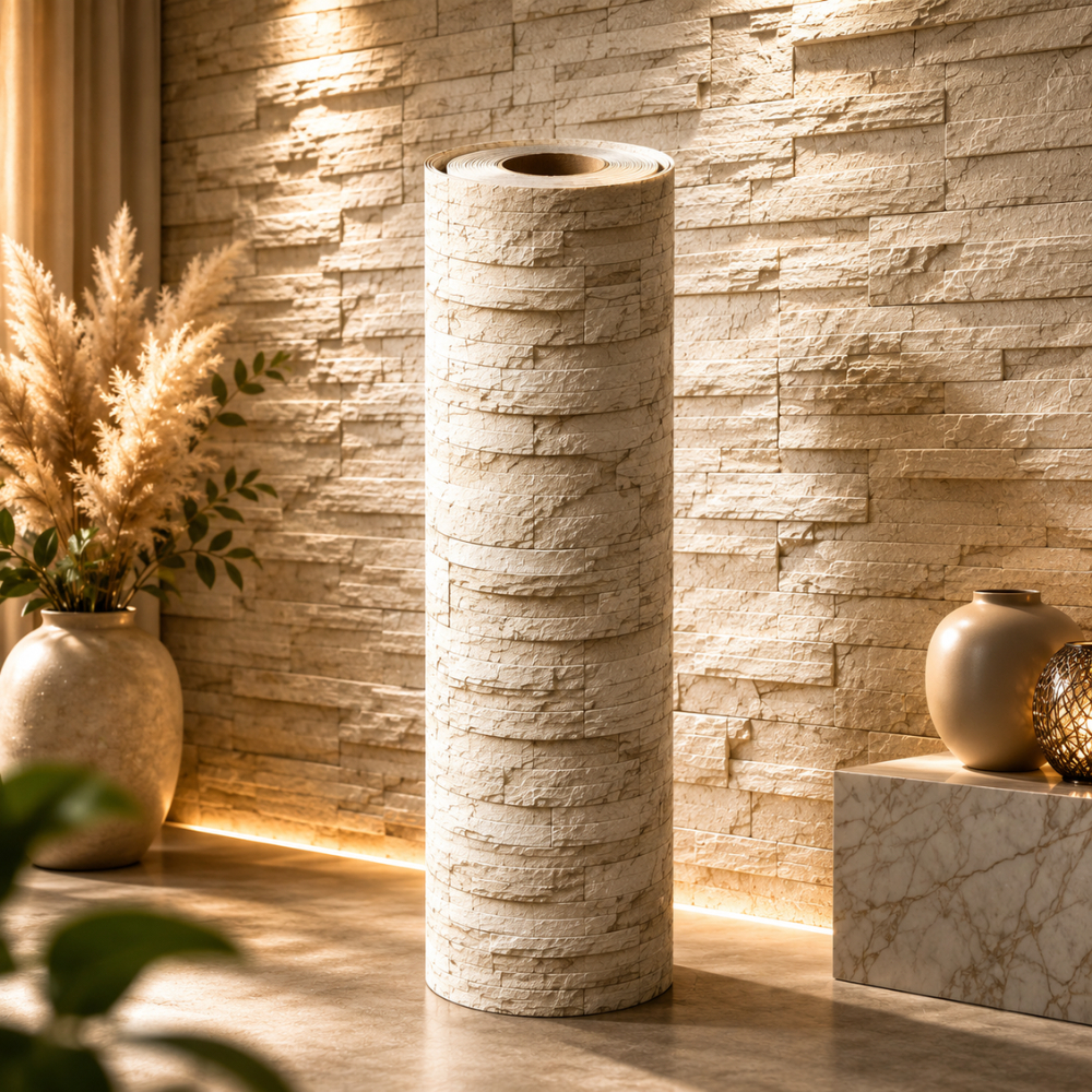 Papel de Parede Vinílico Texturizado Gesso Para Sala Hall