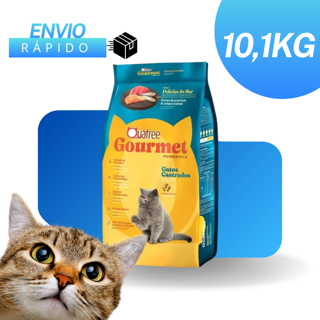 Ração Gato Castrado Premium Plus Sem Corantes Sabor Peixes 10kg - Envio rápido