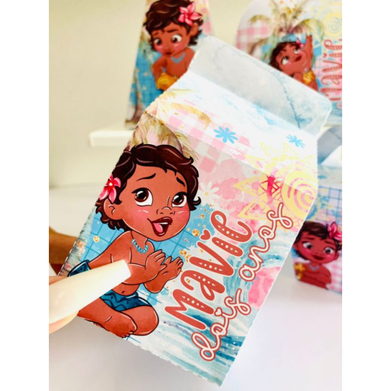 Kit Festa Moana Baby Personalizado 10 a 40 Peças Lembrancinha Infantil Caixinhas Milk Pirâmide Sushi Maletinha