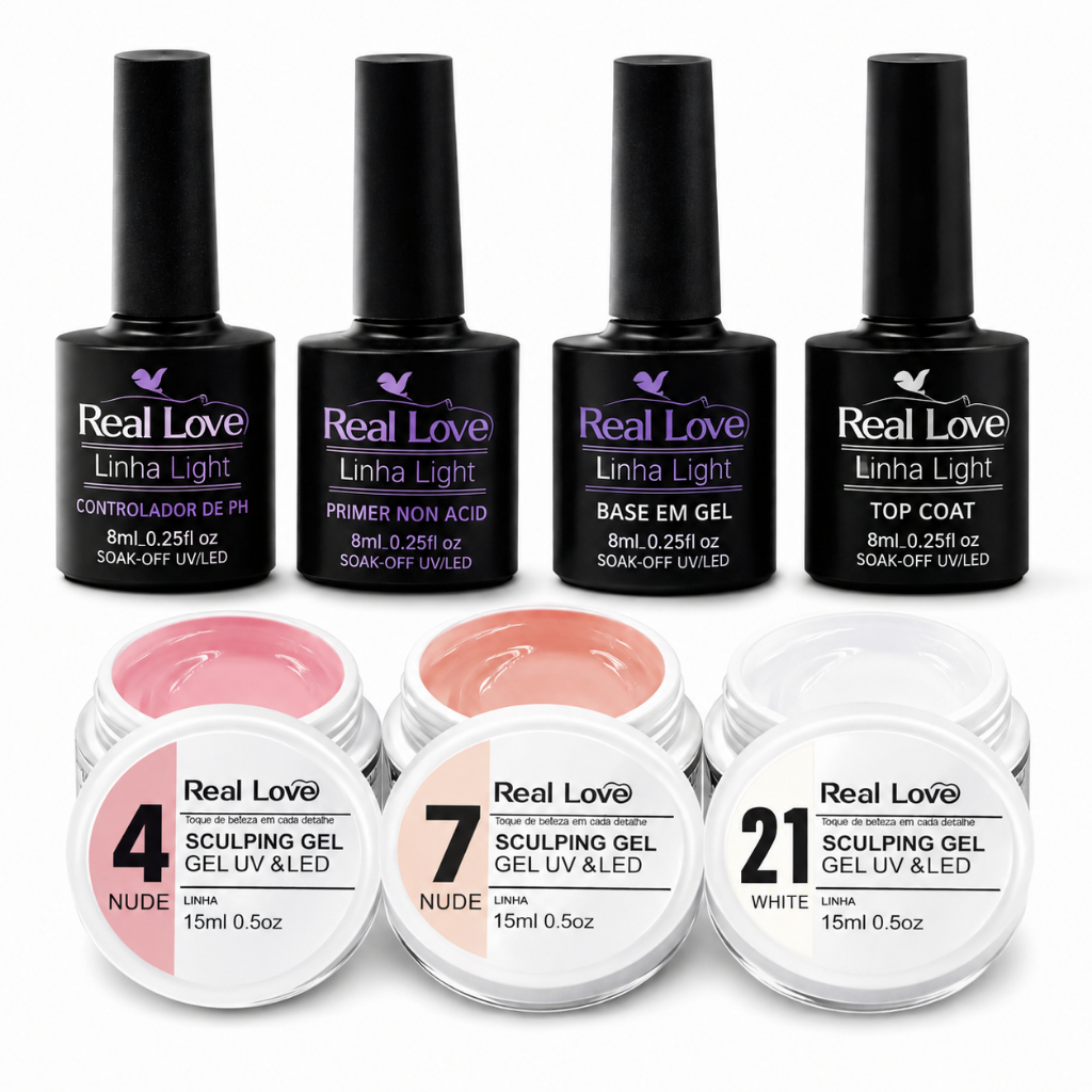Linha Completa Real Love Profissional Preparação Estrutura e Blindagem com Alta Fixação