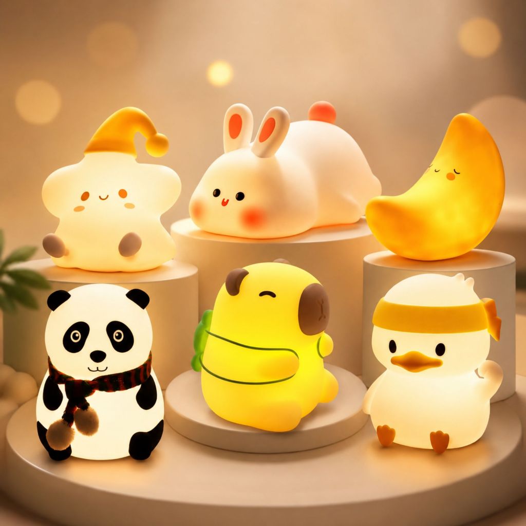 Luminária Infantil Silicone Noturna Sensor De Toque Recarregável USB Abajur Decoração