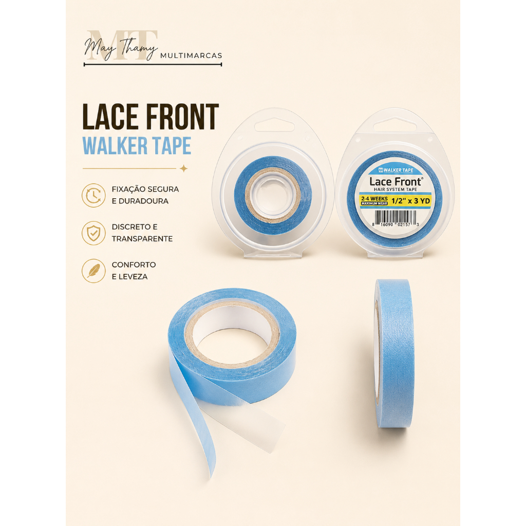 Fita Adesiva Walker Tape para Lace Mega Hair - Adesiva, Resistente à Umidade, Discreta