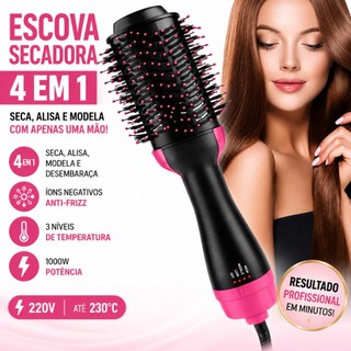Escova Secadora 220v Alisador Elétrica Quente Cabelo Com 4 Em1 Uso Em Cabelos Secos E Mol…