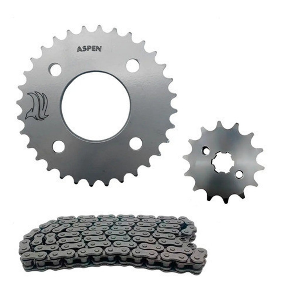 Kit Relação Aspen Corrente Cinza Coroa 35 Dentes Com Pinhão Titan Fan 2000 A 2008