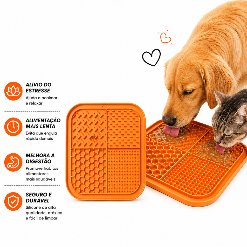 Tapete Lamber Pet Interativo Slow Feed – Anti Ansiedade e Alimentação Lenta para Cães e Gatos