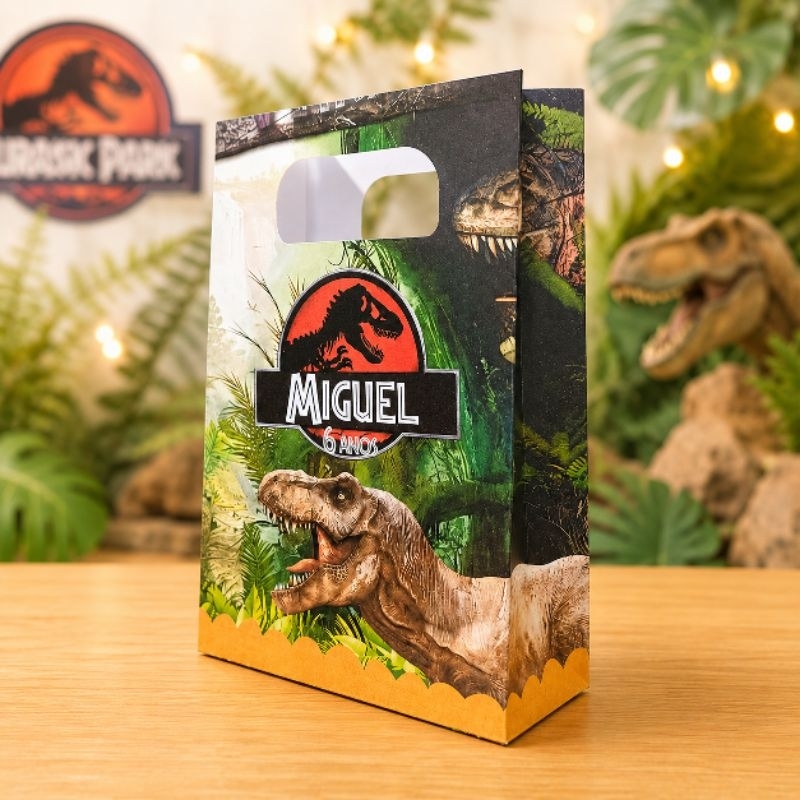 Sacolinha Personalizada Jurassic Park (PEGUE E MONTE) Sacolinha Surpresa Lembrancinhas para festa Dinossauro