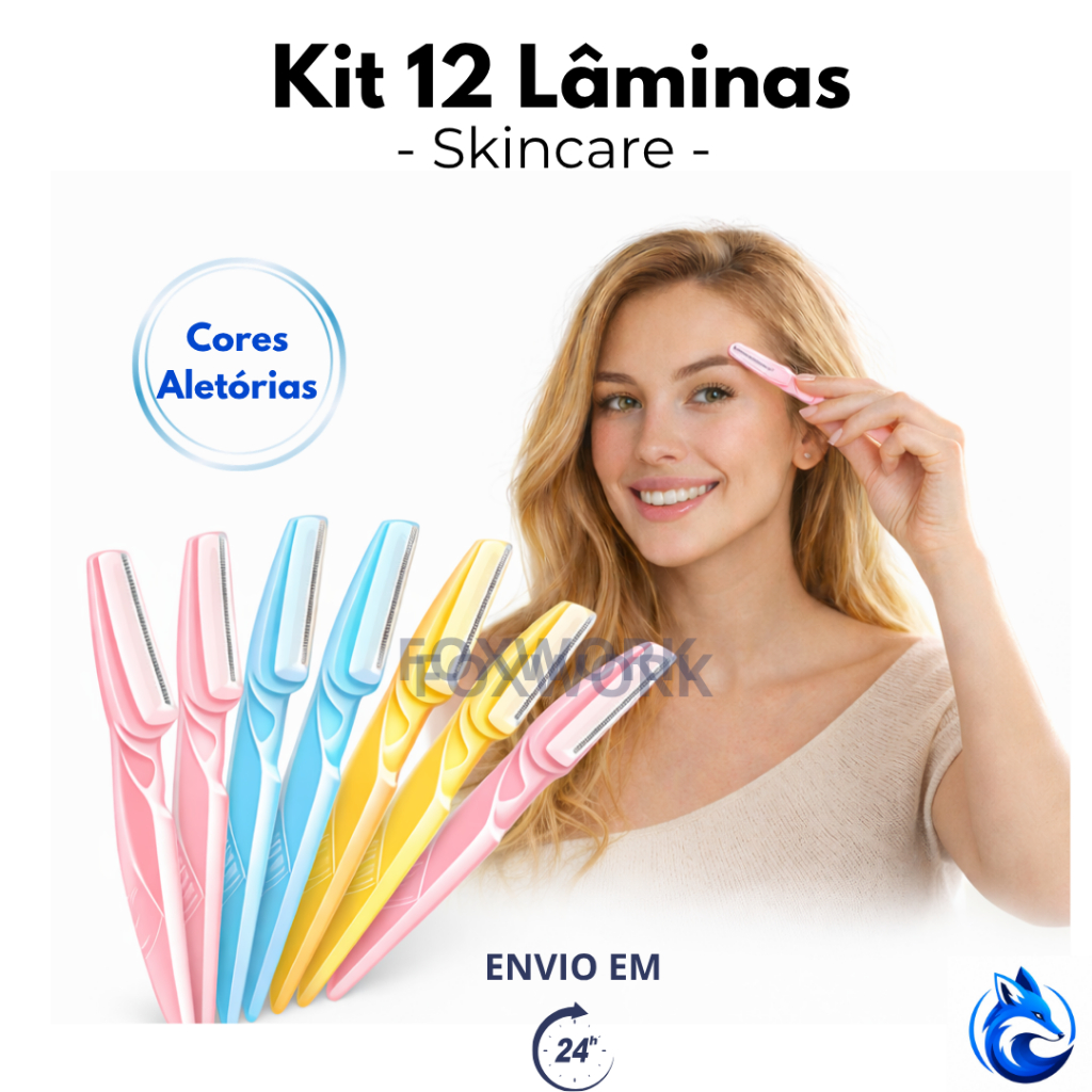 Kit 12 Lâminas Para Sobrancelha - Navalha Corpo e Rosto Unissex - SkinCare