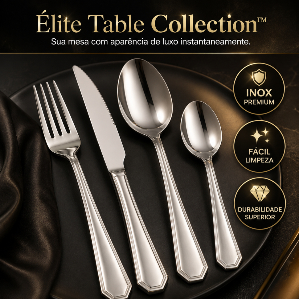 Jogo de Talheres Inox 16 Peças Premium Prata Faqueiro Completo Mesa Posta Resistente Faqueiro