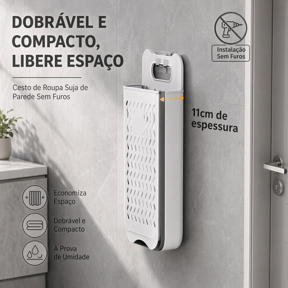Cesto Roupa Suja Dobravel De Parede Organizador Multiuso Para Lavanderia Cesta Supenso Retratil