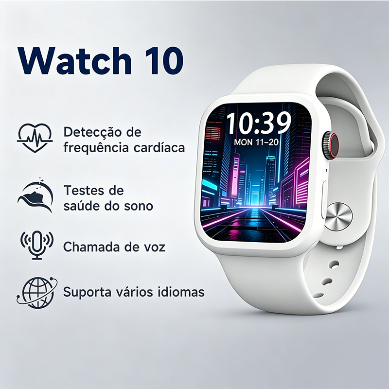 Smartwatch Galay Watch 10: Esportes, Bluetooth, Tela com Foto | Alerta de Chamadas e Monitor de Batimentos Cardíacos