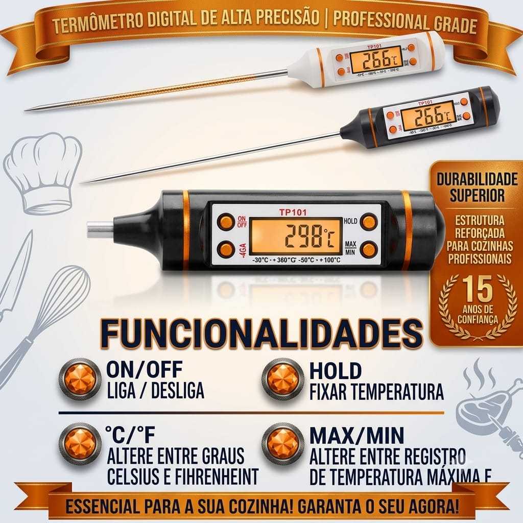 Termômetro Culinário Tipo Espeto Digital De Cozinha